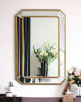 Recatngle Gold Leaf Mirror With Angled Corners Frame
