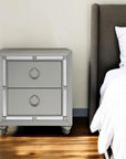 28" Solid and Manufactured Wood And Mirrored Glass Nightstand