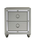 28" Solid and Manufactured Wood And Mirrored Glass Nightstand