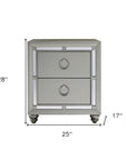 28" Solid and Manufactured Wood And Mirrored Glass Nightstand