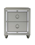 28" Solid and Manufactured Wood And Mirrored Glass Nightstand