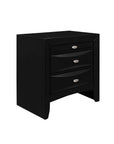25" Black Wood Three Drawer Nightstand
