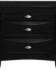 25" Black Wood Three Drawer Nightstand