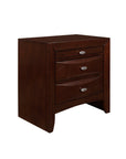 25" Merlot Wood Three Drawer Nightstand