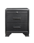 27" Gray Wood Two Drawer Nightstand