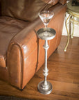 Brushed Silver Finish Drink Size Accent Table