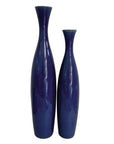 Set of Two Cobalt Cylinder Ceramic Table Vase