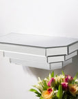 16" Silver Mirrored Glass Hanging Dimensional Floating Shelf