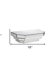 16" Silver Mirrored Glass Hanging Dimensional Floating Shelf