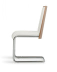 Set of Two White and Silver Upholstered Faux Leather Dining Side Chairs