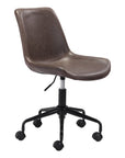 Brown and Black Adjustable Swivel Faux Leather Rolling Office Chair