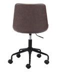 Brown and Black Adjustable Swivel Faux Leather Rolling Office Chair