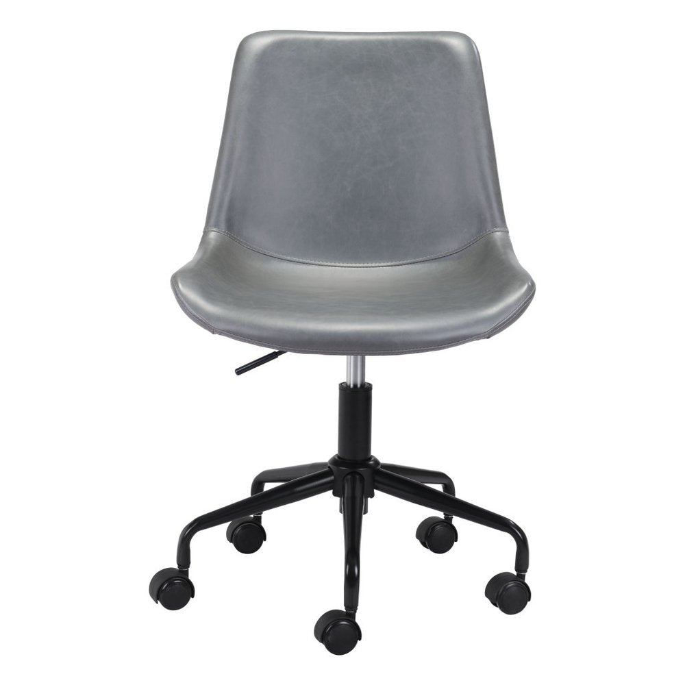 Brown and Black Adjustable Swivel Faux Leather Rolling Office Chair