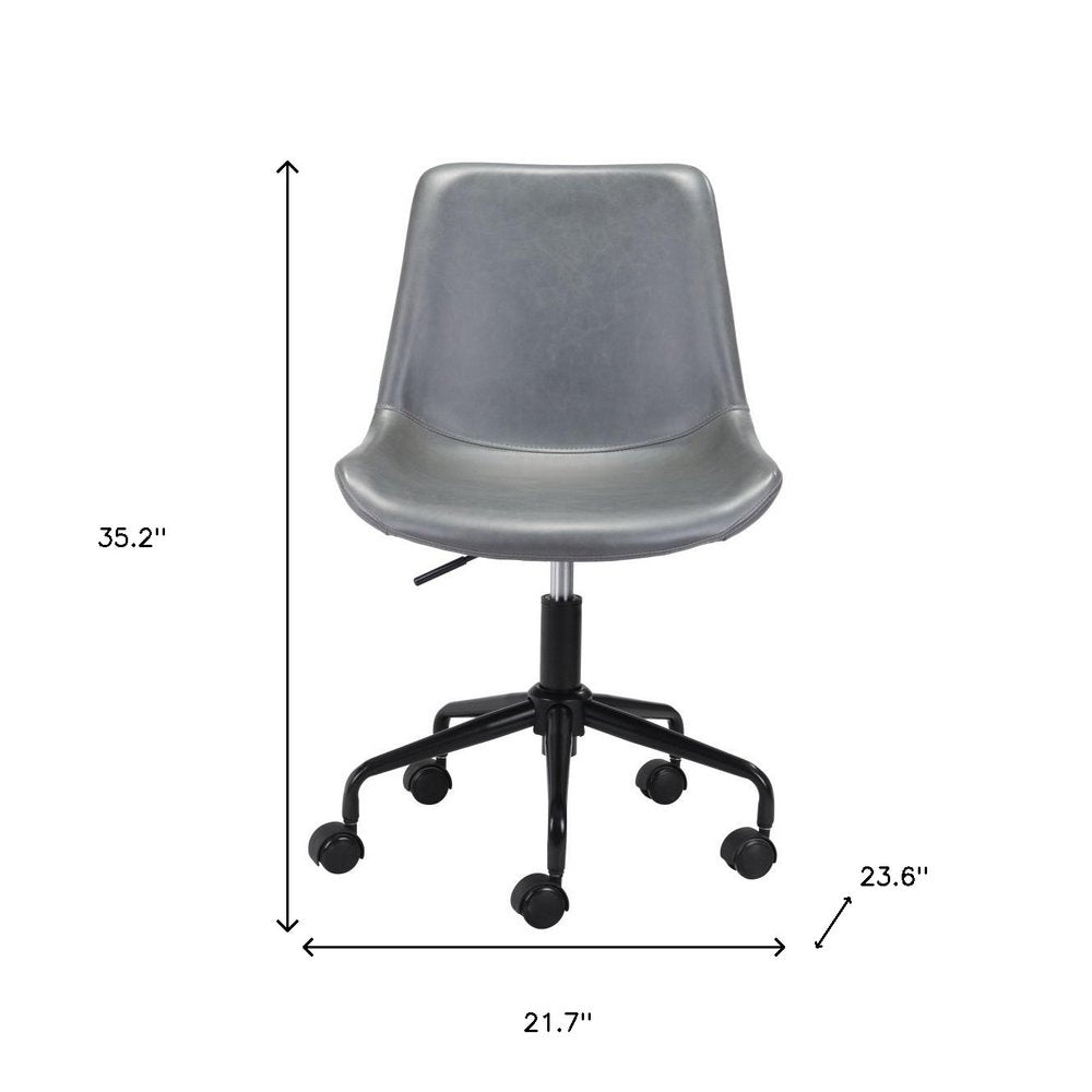 Brown and Black Adjustable Swivel Faux Leather Rolling Office Chair