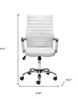 White and Silver Adjustable Swivel Faux Leather Rolling Conference Office Chair