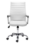 White and Silver Adjustable Swivel Faux Leather Rolling Conference Office Chair