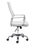 White and Silver Adjustable Swivel Faux Leather Rolling Conference Office Chair