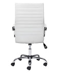 White and Silver Adjustable Swivel Faux Leather Rolling Conference Office Chair