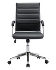 Silver and Black Adjustable Swivel Faux Leather Rolling Conference Office Chair