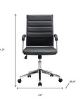 Silver and Black Adjustable Swivel Faux Leather Rolling Conference Office Chair