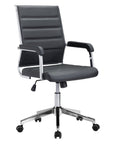 Silver and Black Adjustable Swivel Faux Leather Rolling Conference Office Chair