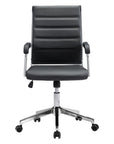 Silver and Black Adjustable Swivel Faux Leather Rolling Conference Office Chair