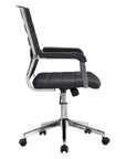 Silver and Black Adjustable Swivel Faux Leather Rolling Conference Office Chair