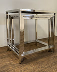 Set of Three 21" Silver And Brown Solid Wood Nested Tables