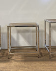 Set of Three 21" Silver And Brown Solid Wood Nested Tables