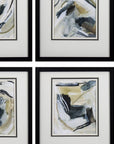 Set Of 6 Neutral Watercolor Abstract Framed Art