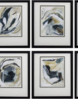Set Of 6 Neutral Watercolor Abstract Framed Art
