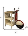 Rustic Red And Vanilla Scooter Cabinet