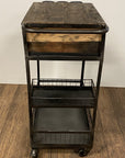 Rolling Rustic Black And Natural Bar Cart