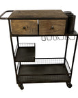 Rolling Rustic Black And Natural Bar Cart