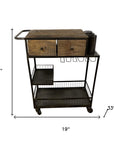 Rolling Rustic Black And Natural Bar Cart