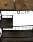 Rolling Rustic Black And Natural Bar Cart