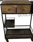 Rolling Rustic Black And Natural Bar Cart
