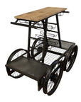 Rustic Black Rail Car Bar Cart