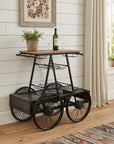 Rustic Black Rail Car Bar Cart