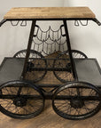 Rustic Black Rail Car Bar Cart