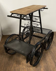 Rustic Black Rail Car Bar Cart