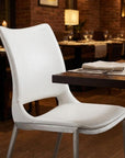 Set of Two White And Silver Upholstered Faux Leather Dining Side Chairs
