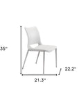 Set of Two White And Silver Upholstered Faux Leather Dining Side Chairs