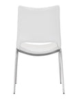 Set of Two White And Silver Upholstered Faux Leather Dining Side Chairs