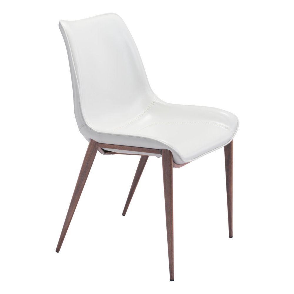 Set Of Two Walnut Solid Back Dining Chairs