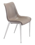 Set of Two Gray And Silver Upholstered Faux Leather Dining Side Chairs
