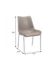 Set of Two Gray And Silver Upholstered Faux Leather Dining Side Chairs