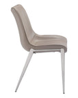Set of Two Gray And Silver Upholstered Faux Leather Dining Side Chairs