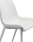 Set of Two Gray And Silver Upholstered Faux Leather Dining Side Chairs