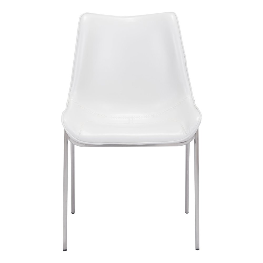 Set of Two Gray And Silver Upholstered Faux Leather Dining Side Chairs
